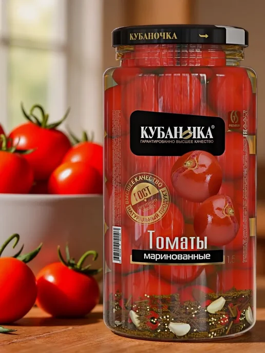 Кубаночка "Томаты маринованные" 1500мл, 1,5 л, фото 2
