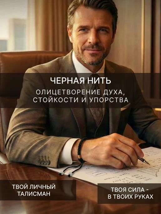 Sacred Mind Оберег на руку браслет на финансы и благополучие, черный, фото 6
