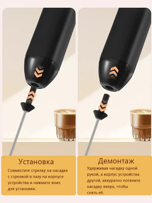 Капучинатор электрический ручной, черный, фото 2