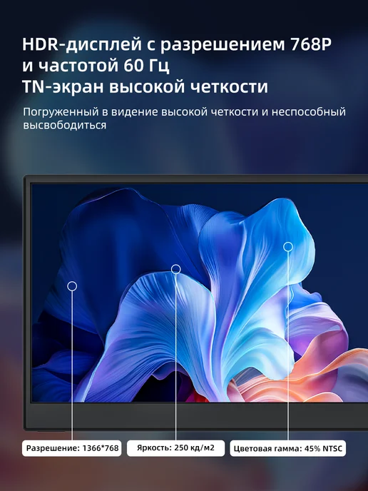 Byone 11.6" Портативный монитор 60 ГЦ,Два порта USB, вариант, фото 3