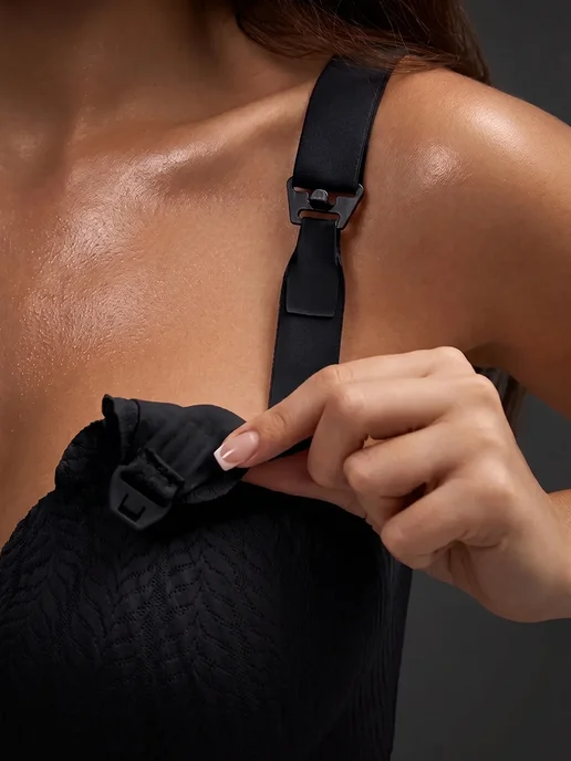Feel it brand Бюстгальтер для кормления бесшовный без косточек, черный, фото 4