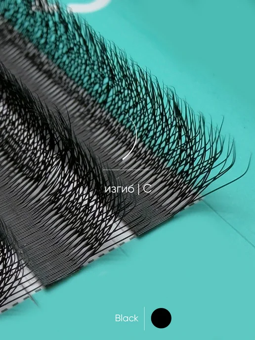 LashLab Готовые пучки 4D D 0.10 7-14, Черные 20 линий, черный, фото 3