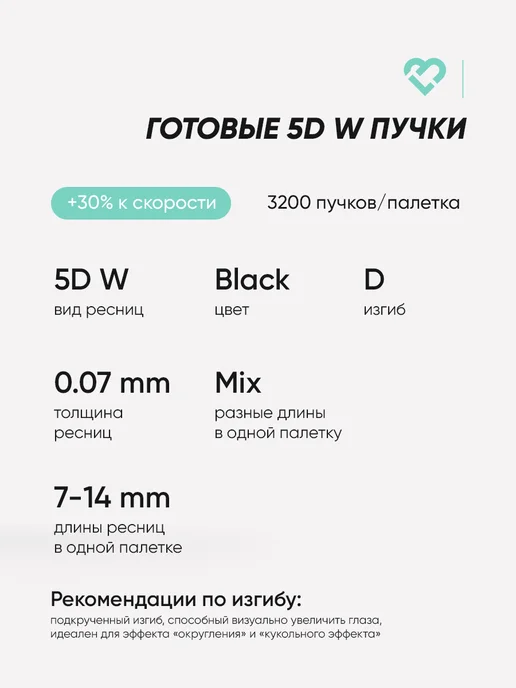 LashLab Готовые пучки 5D D 0.07 7-14, Черные 20 линий, черный, фото 4
