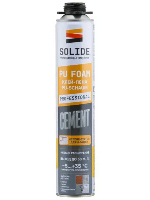 Solide Клей пена монтажная под пистолет Cement 850 мл SL-20420-1, 850 мл