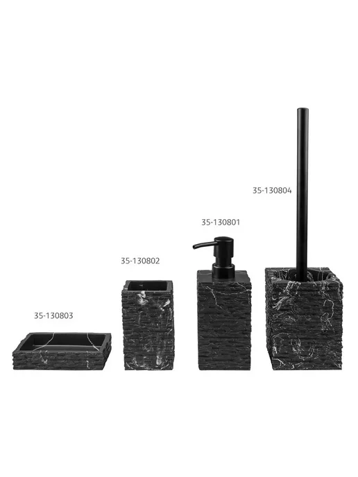 PERFECTO LINEA Ершик для унитаза напольный с подставкой Stonewave, черный, фото 3