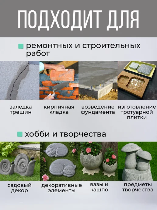 Штукатурная цементная смесь М500 5кг серый, 5 кг, фото 2