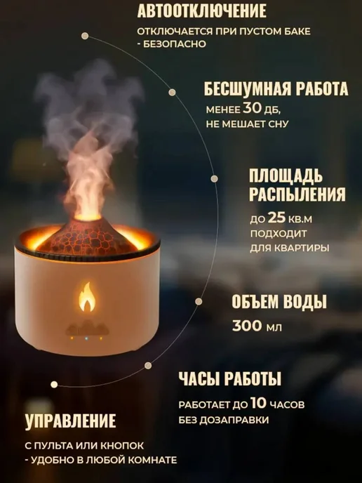 DURONEX Увлажнитель воздуха для дома аромадиффузор с подсветкой, черный, фото 7