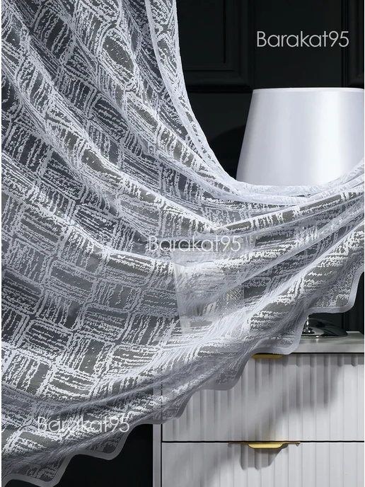 Barakat95 Тюль штора 200х250 в спальню гостиную на ленте, 200x250, фото 6