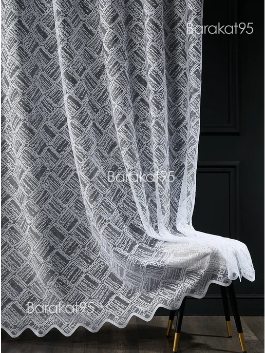 Barakat95 Тюль штора 200х250 в спальню гостиную на ленте, 200x250, фото 7