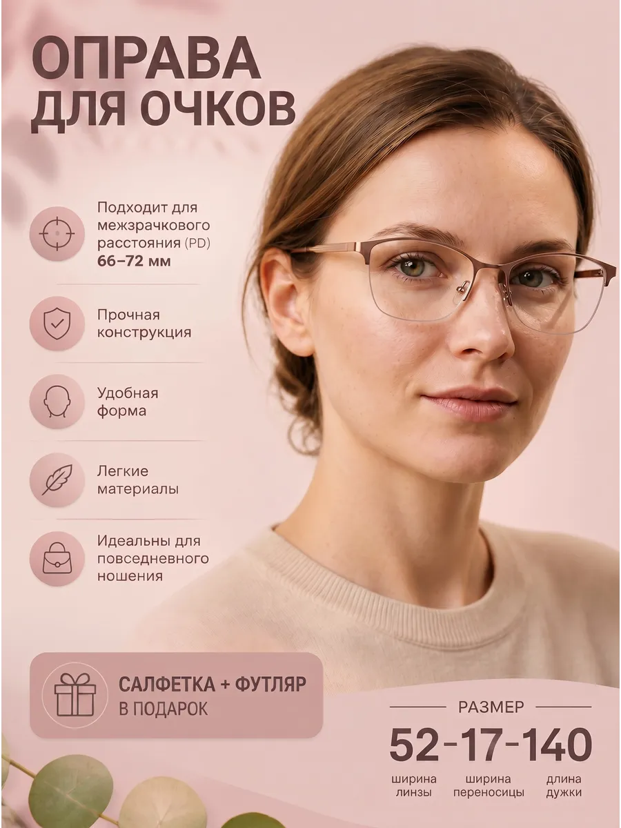 Оправа для очков Berga, металл, полуободковая