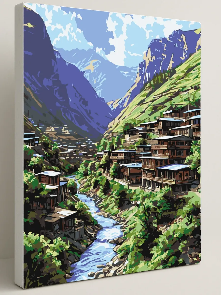 Картина по номерам - Горное ущелье Дагестана — 40×50 см