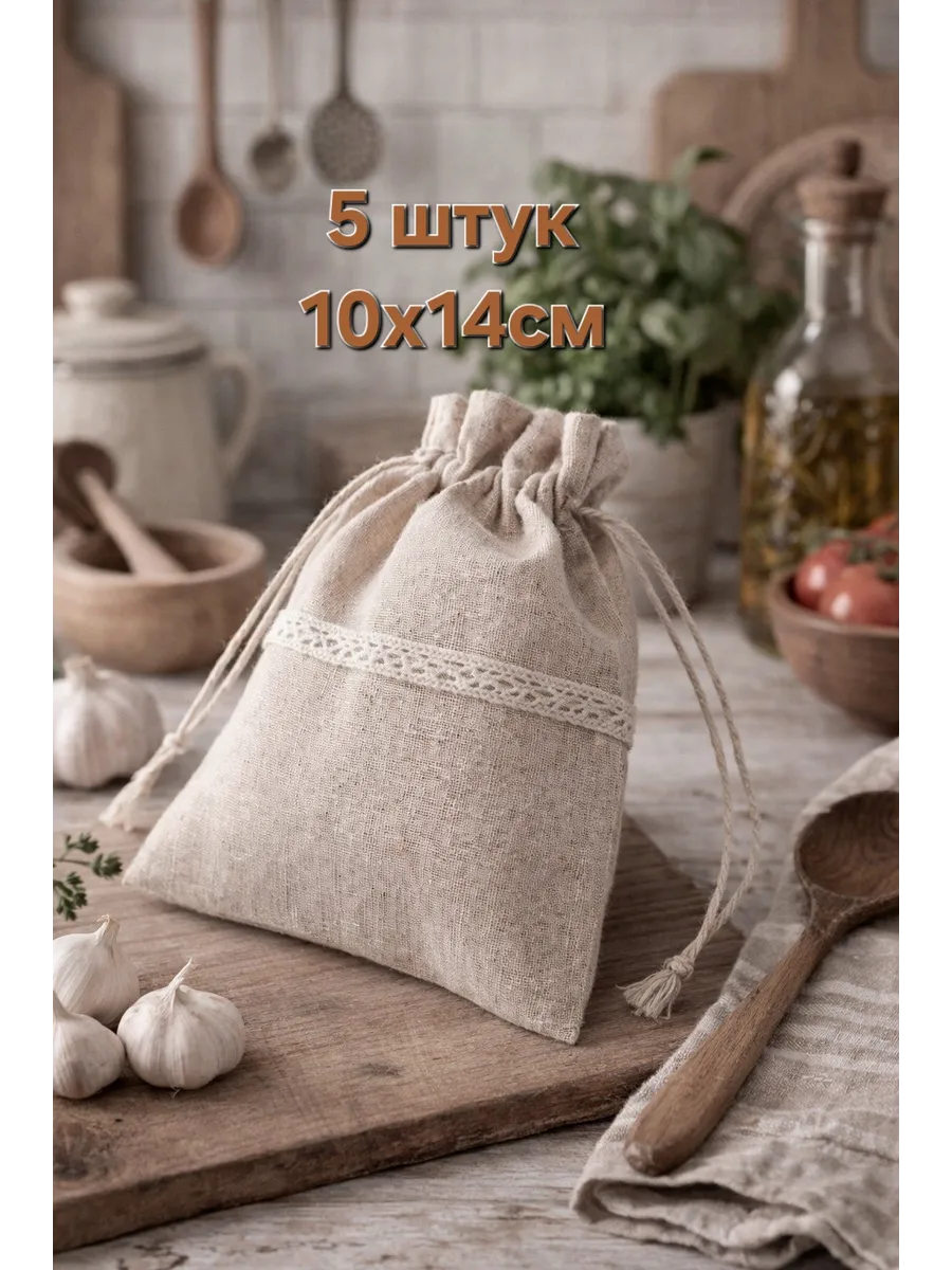 Мешочки холщовые Прованс 10х14см