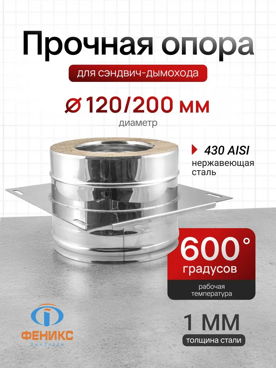 Площадка опорная монтажная для дымохода 1 мм/430 120*200 мм