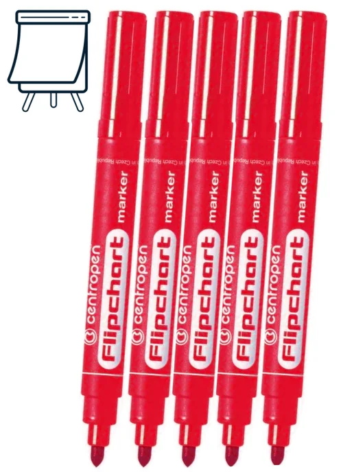 CENTROPEN, Маркер для флипчартов 10 шт 8550 2,5мм красный, 5 шт