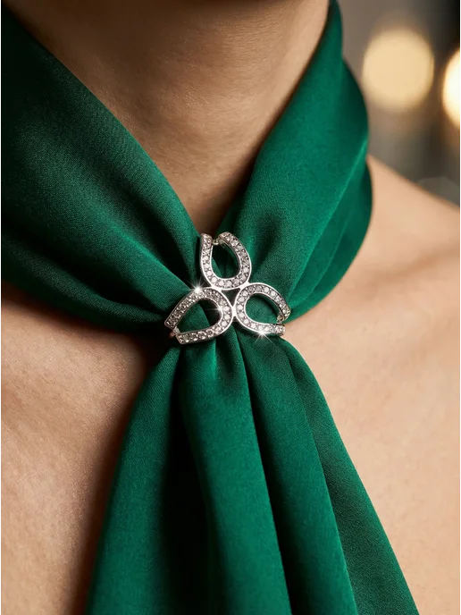 Марлина Зажим брошь кольцо для платка, шарфа, палантина, серый, фото 5