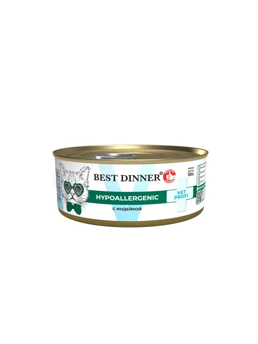 Best dinner Влажный корм для котят, кошек при аллергии индейка 100гх12шт, 12 шт, фото 3