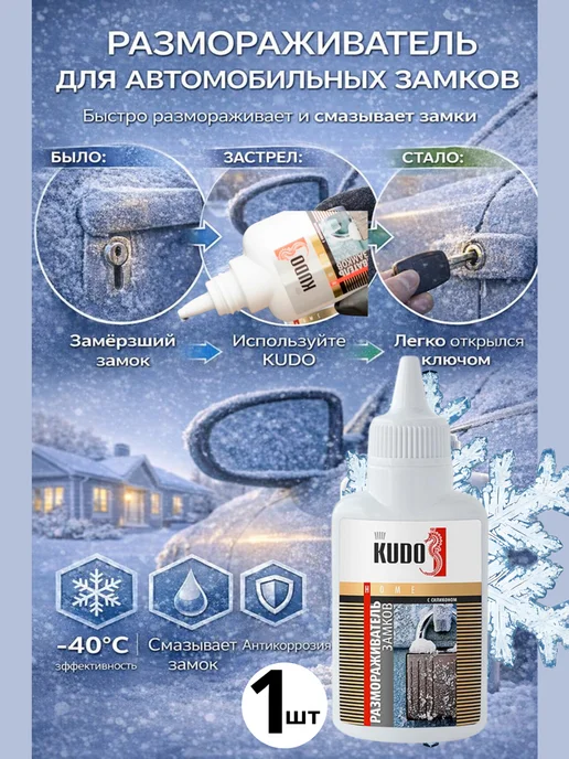 KUDO Размораживатель замков с силиконом KU-H440, 1шт, 1 шт