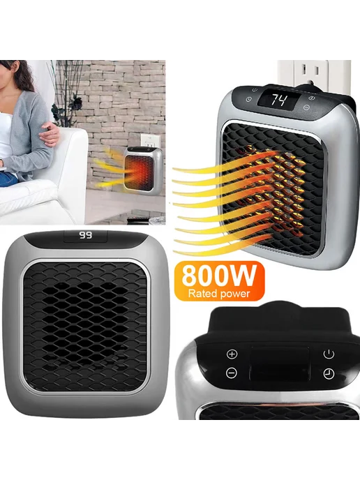 Обогреватель 800W настенный с таймером керамический для спал, 800 Вт, фото 5