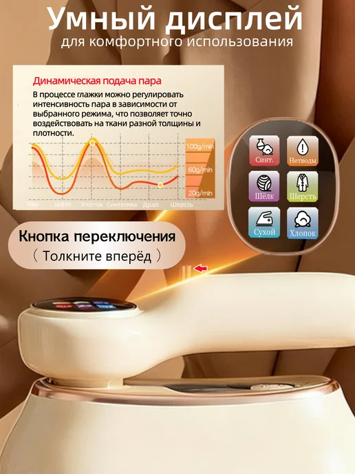 ROS FRUKT Отпариватель ручной для одежды мощный паровой утюг, белый, фото 6