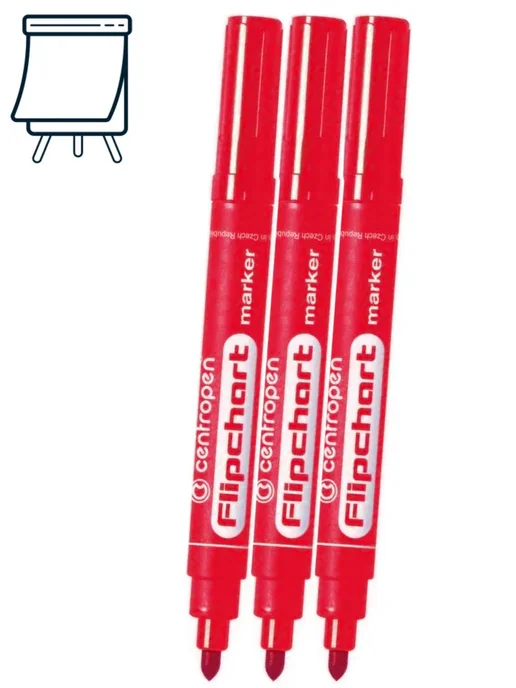 CENTROPEN, Маркер для флипчартов 10 шт 8550 2,5мм красный, 3 шт