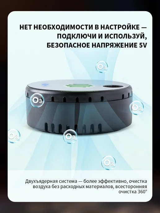 Очиститель воздуха для дома офиса и автомобиля, черный