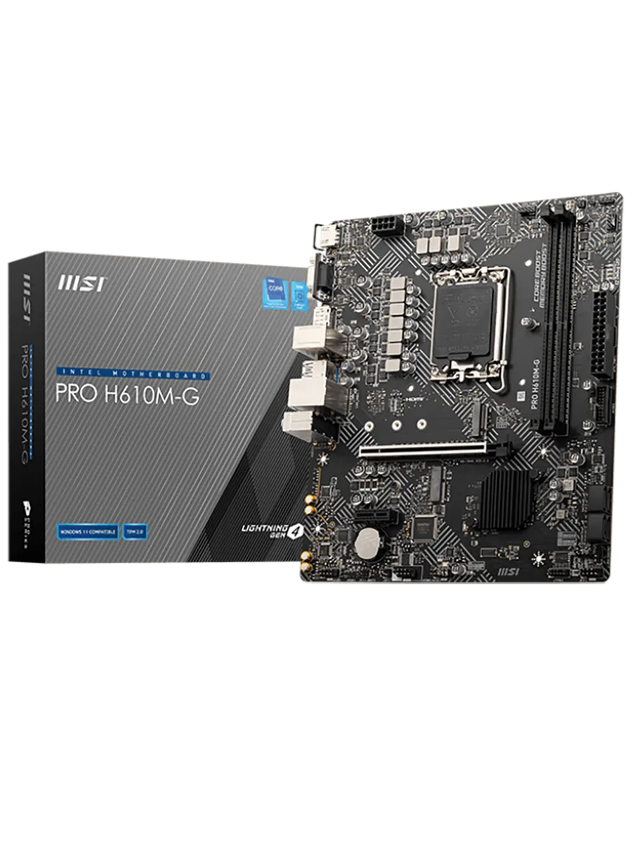 Материнская плата PRO H610M-G LGA1700 Intel H610 mATX OEM MSI 720682462 купить за 5 747 ₽ в интернет‑магазине Wildberries