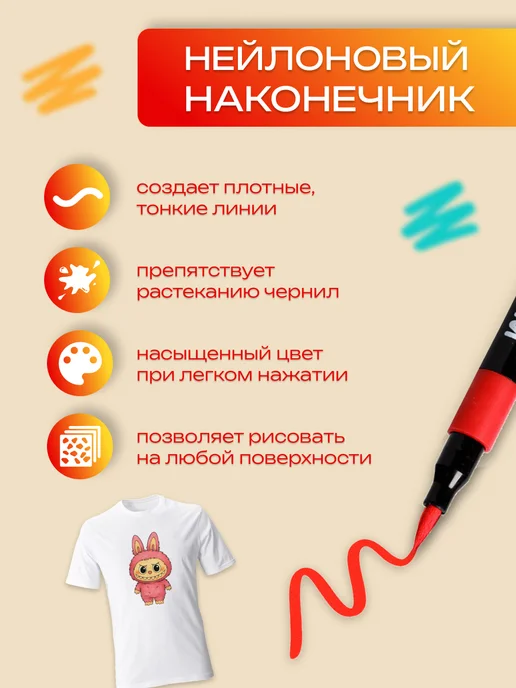Kasimir Маркеры акриловые кисти набор 12 цветов, 12 цв., фото 3