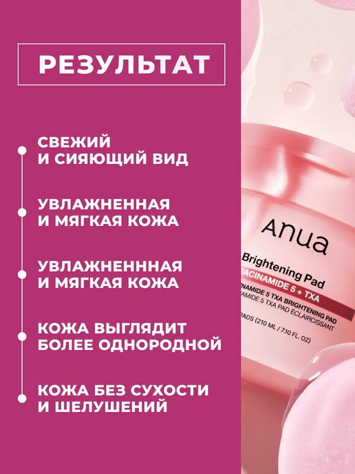 Anua Пэды для лица с ниацинамидом, 210 мл, 60 шт, фото 4