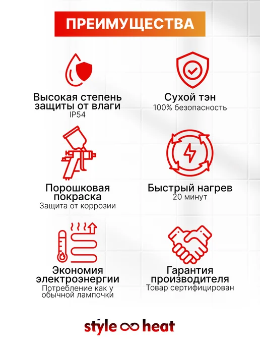 Style heat Полотенцесушитель Электрический 500х600 Слева черный, 430x500, фото 6