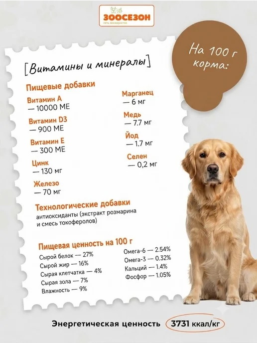 Сухой корм Zillii Dog для собак, взрослые, индейка, ягненок, 15 кг, фото 4