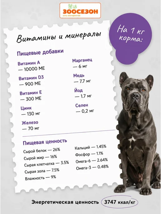 Сухой корм Zillii Dog Breed для собак, взрослые, крупные, 15 кг, фото 4