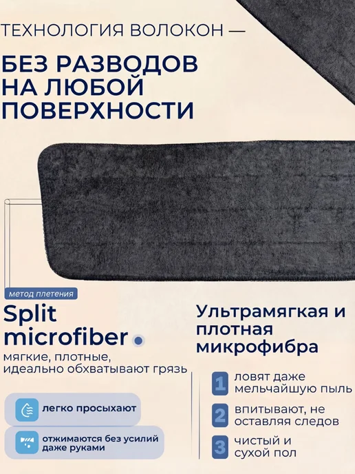 Lazuli Насадки для швабры с распылителем на липучках, микрофибра, серый, фото 2