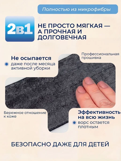 Lazuli Насадки для швабры с распылителем на липучках, микрофибра, серый, фото 3