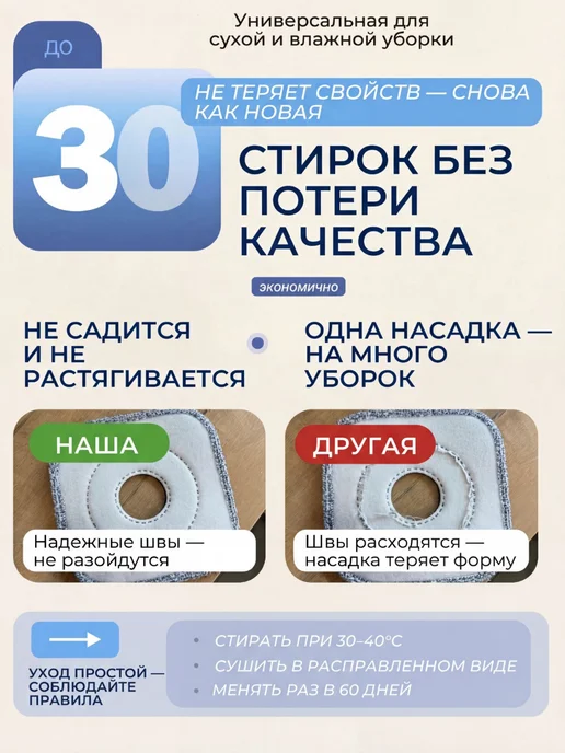 Lazuli Насадки для умной швабры квадратные, на липучке, микрофибра, серый, фото 2