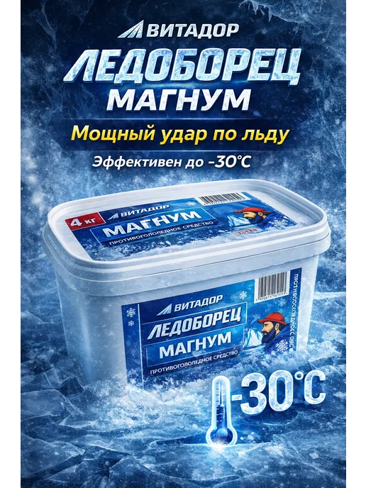 Противогололедный реагент Ледоборец "Магнум" ведро 4 кг, 4 кг