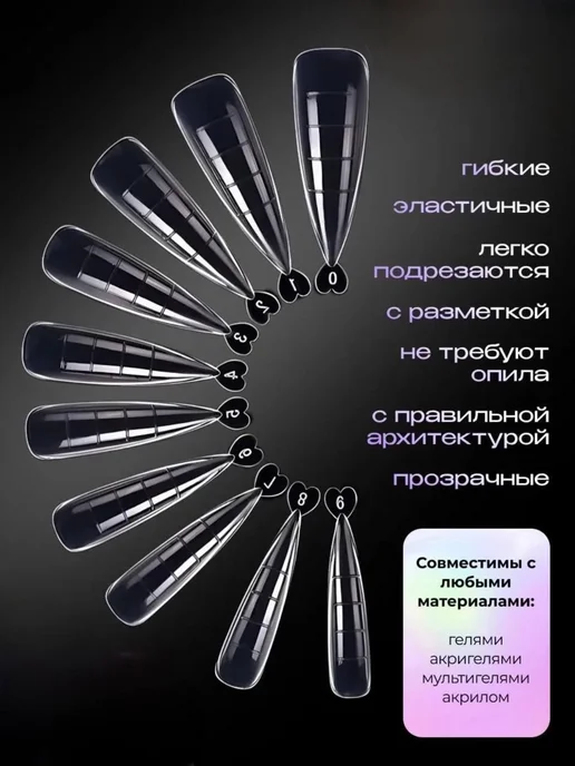 Nailsprofi Верхние формы для наращивания прозрачные 120 шт, белый, фото 2