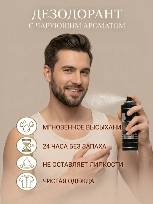 SiLVANA ViP Дезодорант мужской для тела SiLVANA № M802 Eau Save, 200 мл, фото 8