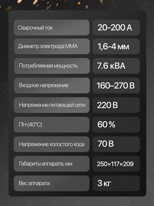 Сварог Сварочный аппарат инверторный ММА REAL ARC 200 (Z2K6), вариант, фото 3