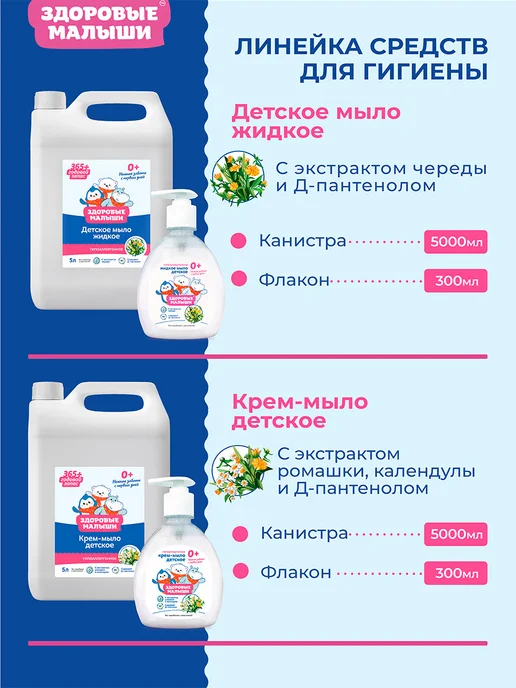 Здоровые Малыши Детское жидкое мыло с Ромашкой, 300 мл, фото 7