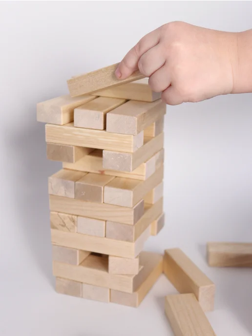 Настольная игра башня деревянная, бежевый, фото 7