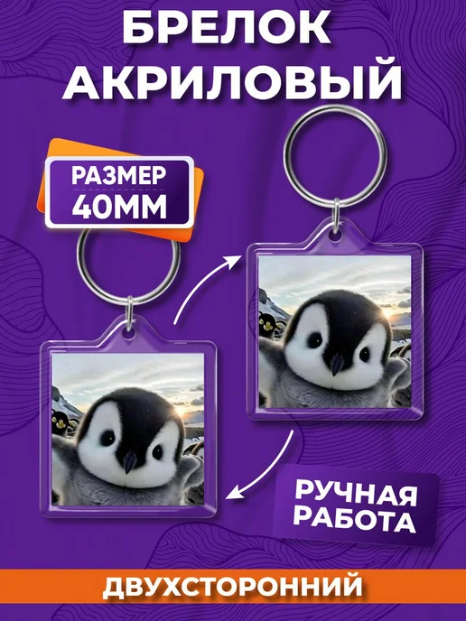 Брелочечная Брелок акриловый с пингвинами (птицы) на ключи, вариант