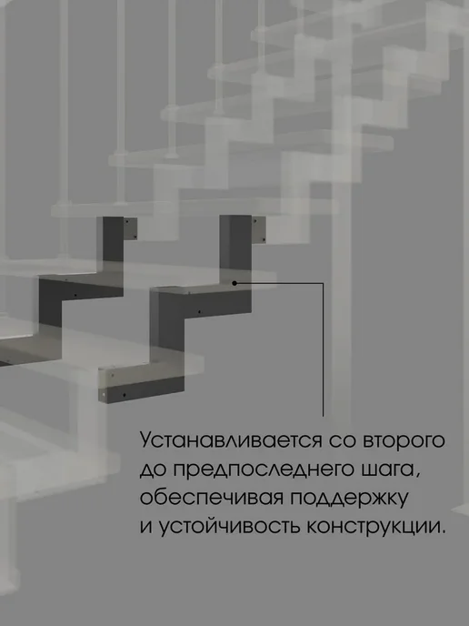 Стамет Промежуточный элемент для модульной лестницы "Элегант", черный, фото 4
