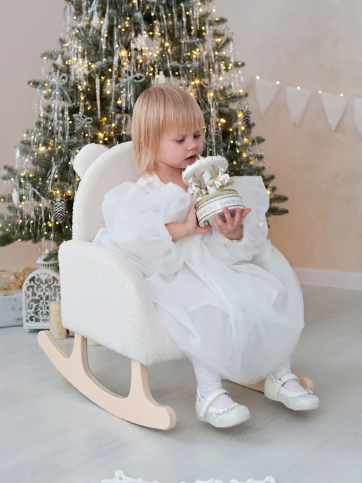 Little Wood Home Кресло качалка детское "Мишутка" из букле белое, белый, фото 7