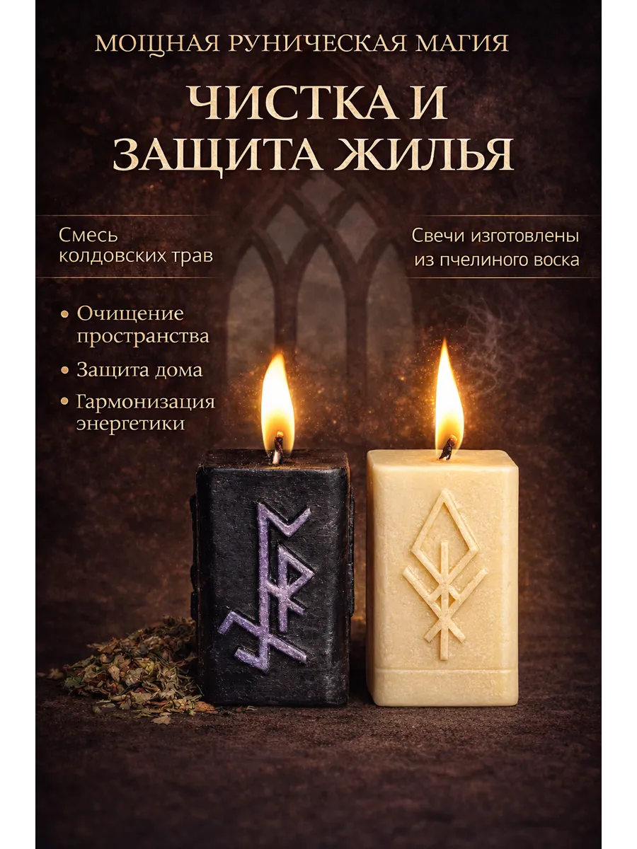 Комплект рунических свечей Чистка Жилья+Хранитель Дома