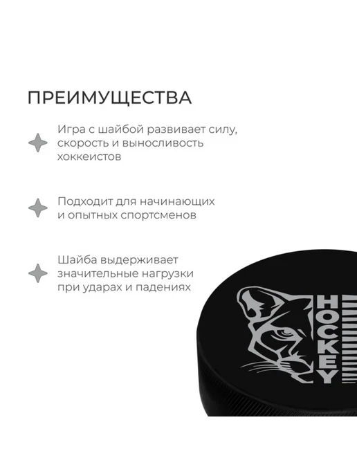 WINTER STAR Хоккейная шайба взрослая дюйм 7.6 см, черный, фото 3