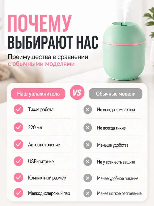 мини Увлажнитель воздуха бесшумный лица для дома, зеленый, фото 2
