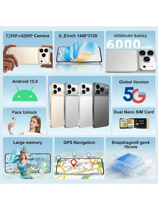 Смартфон Pro Max A14 12/512 ГБ, черный, фото 2