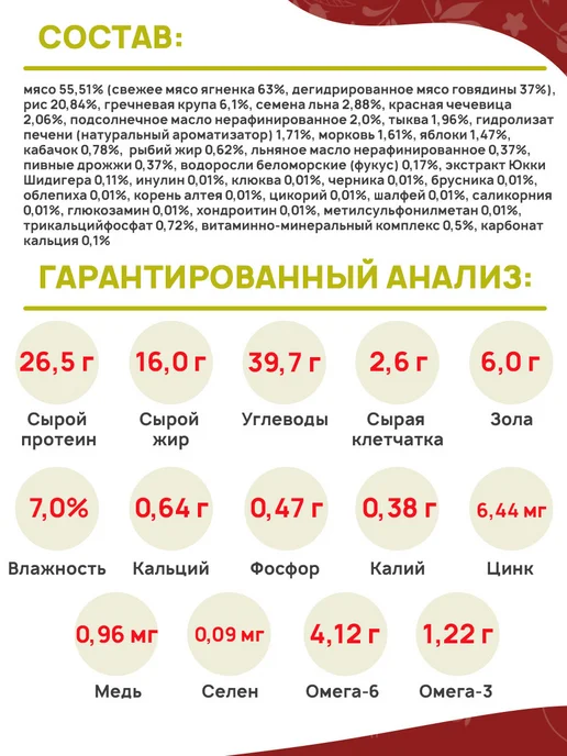Сухой корм Berkley Малых для собак, средние, ягненок, 2 кг, фото 7