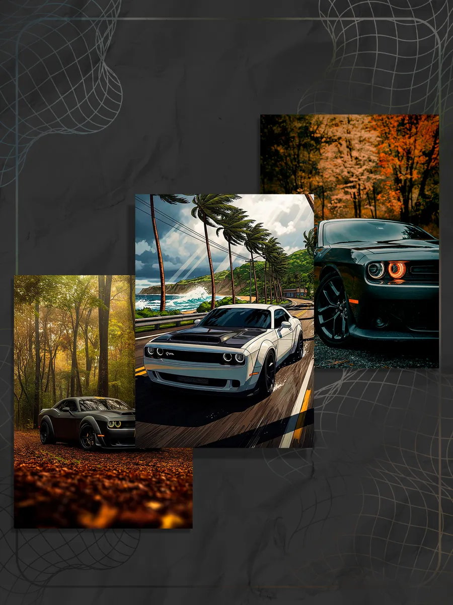 Набор постеров машины "Dodge" (3 шт)