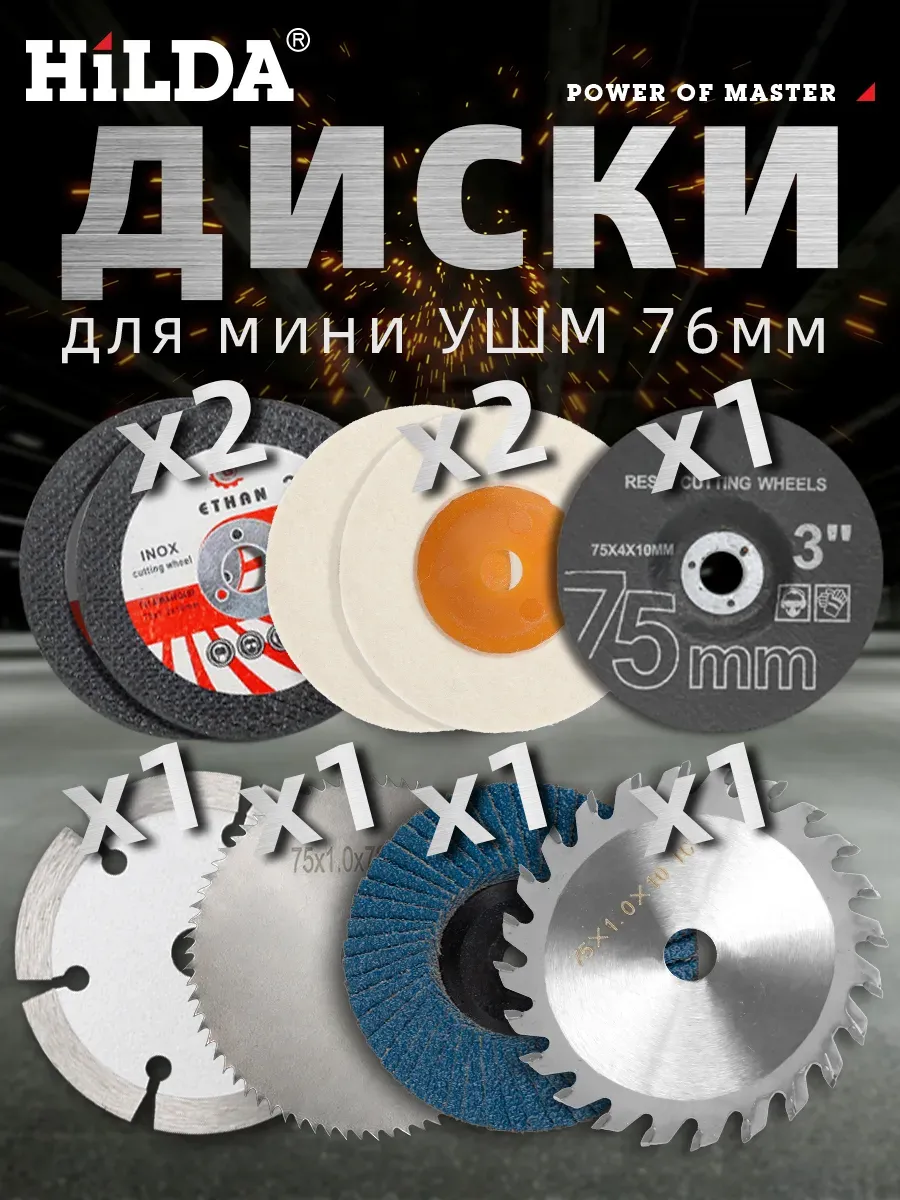 Диски на болгарку 76 мм для УШМ по металлу пластику дереву